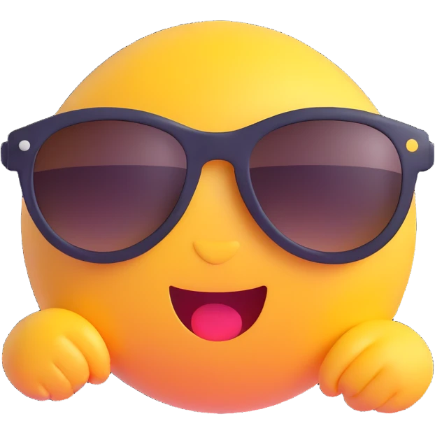 cool confident chat bubble with sunglasses, emoji style emoji