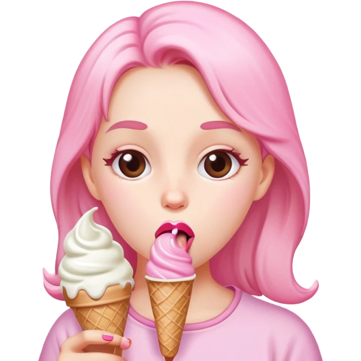 A naked girl with big tits licks ice cream emoji