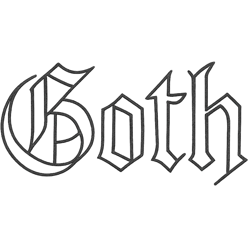 the word 'Goth' in classic blackletter gothic calligraphy, only text, no decoration emoji