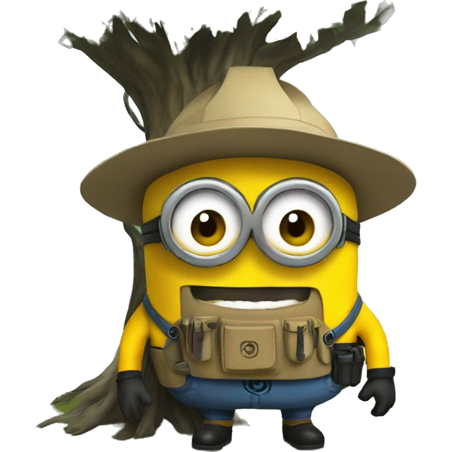 A Minion in survival gear under a tree    emoji
