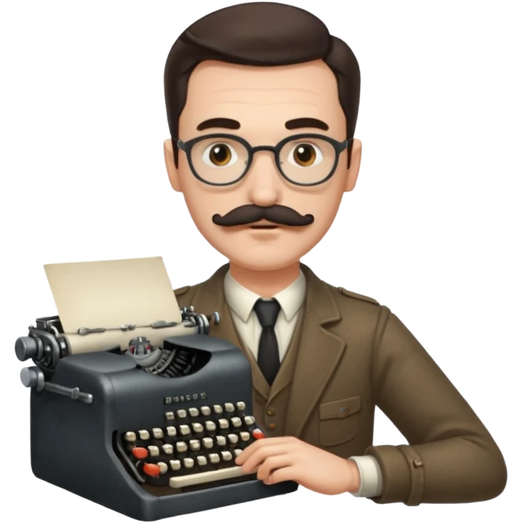 moustache man with vintage typewriter emoji