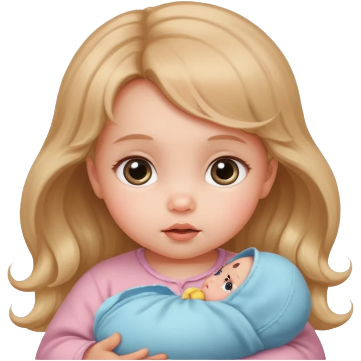 The head of a Cherubic infant baby girl with a tuff of hair and big dreamy eyes emoji