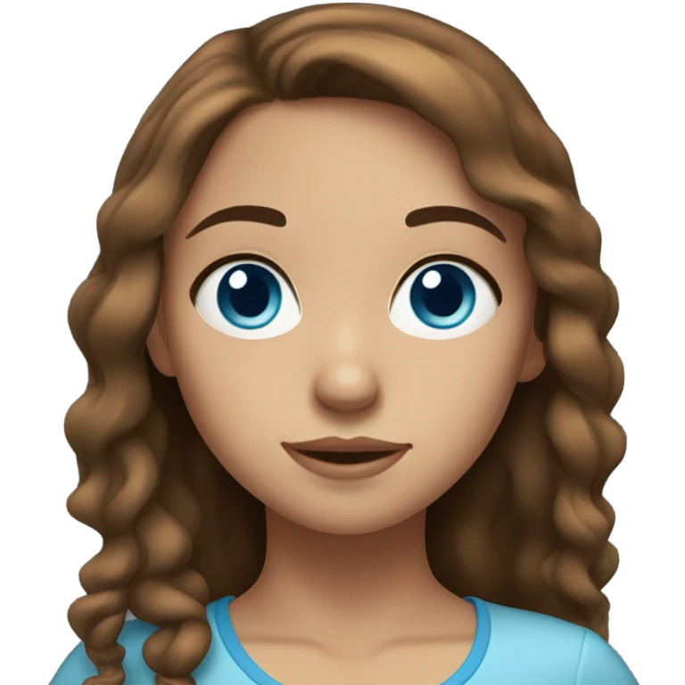 Girl with brown hair blue eyes light skin emoji