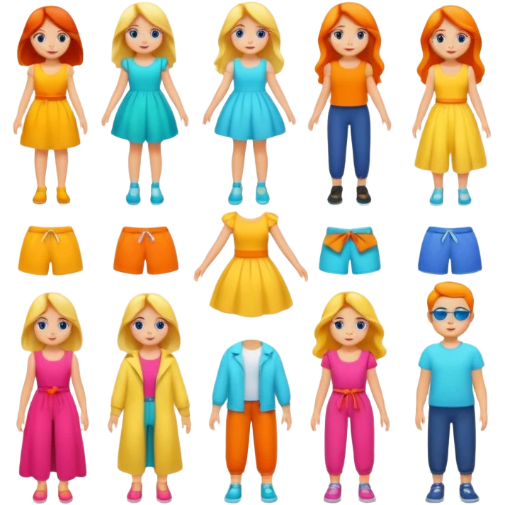 cartoon characters, flowy, fun emoji