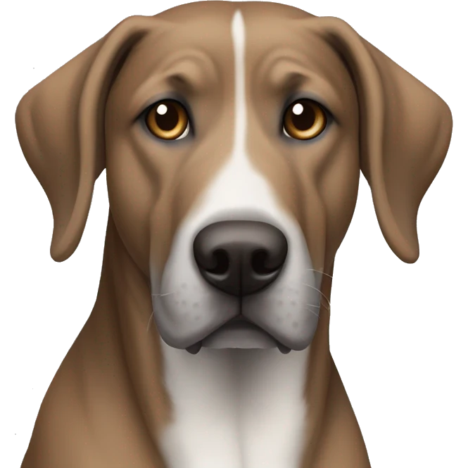 Brown and white grey hound mastiff mix with small ears emoji