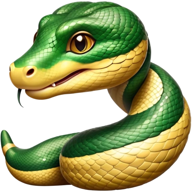 cinematic-cute-anaconda-portrait-emoji,-head-tilted-playfully-and-inquisitively,-with-a-sleek,-shimmering-body-adorned-with-detailed-scale-sriped patterns-and-round,-sparkling-eyes-full-of-wonder,-simplified-yet-irresistibly-adorable-features emoji