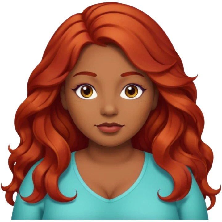 Plus size red hair brown face small eyes long hair Asian eyes small eyes wavy hair eye lashes  emoji