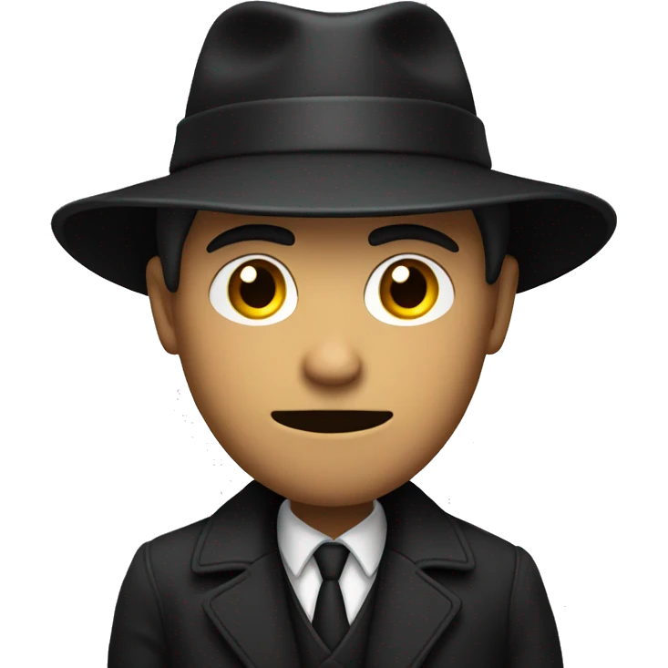 suspicious man with black hat and a coat  emoji
