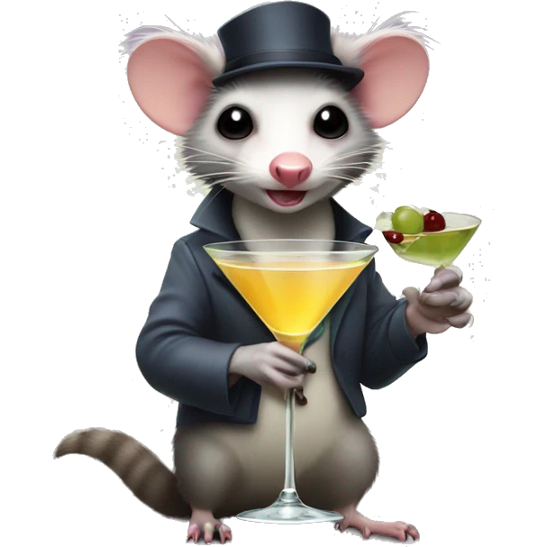 Opossum holding a dirty martini  emoji