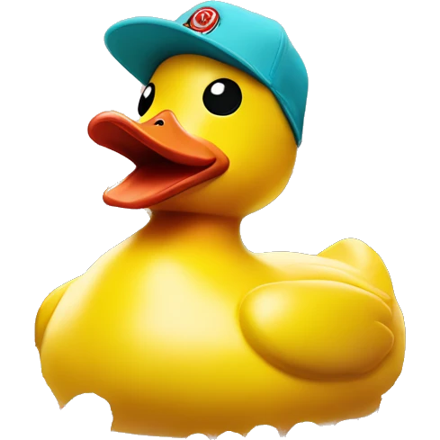 Rubber duck with obey snapback hat and diamond chain  emoji