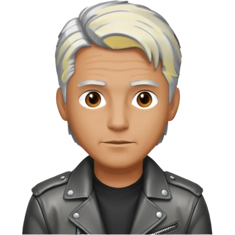 man with long metalic hair lether jacket emoji