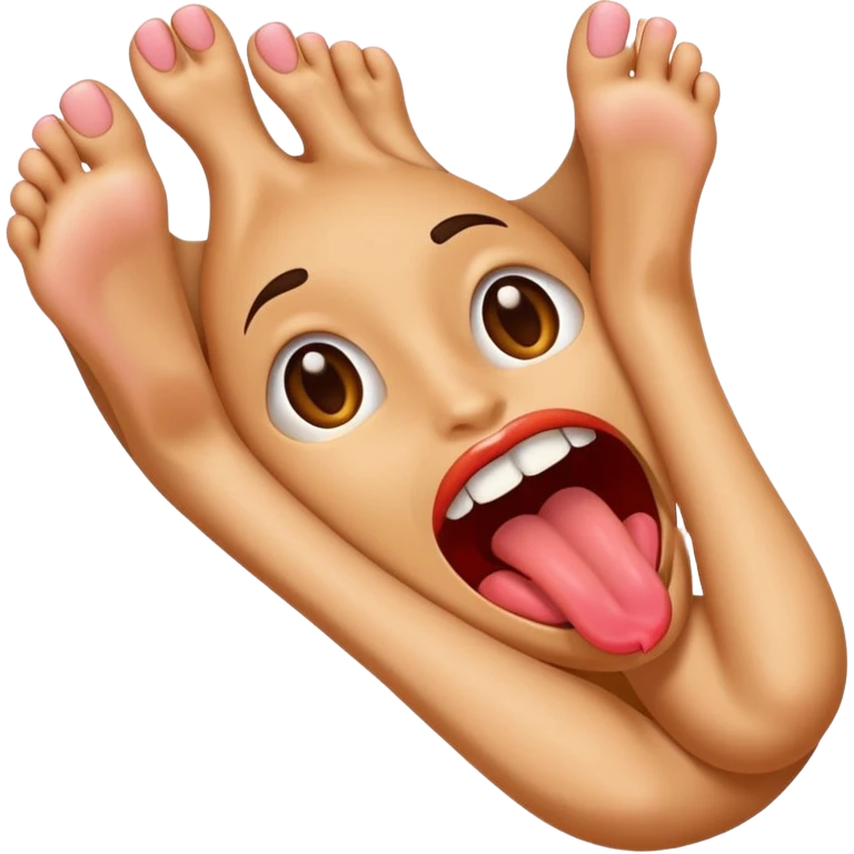 Make an emoji with freaky expression, longue out, bare feet up emoji