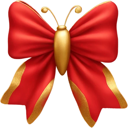 Red bow with gold butterfly  emoji