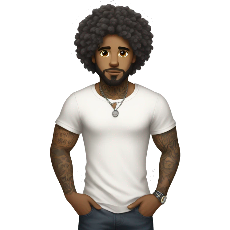 HOT WHITE GUY with fluffy hair WITH TATTOOS FULLBODY emoji