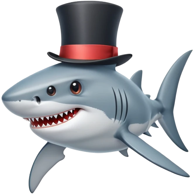 Shark with a top hat emoji