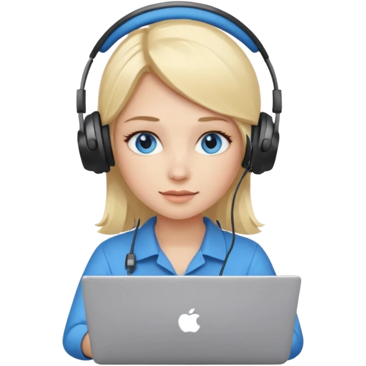 Blonde girl with blue eyes working on a laptop emoji