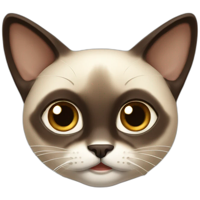 Very surprised Siamese cat with dark brown hair emoji