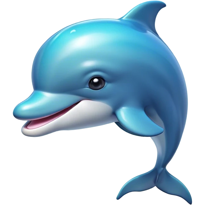 Cinematic Cute Bottlenose Dolphin Portrait Emoji, Head tilted playfully and inquisitively, featuring a charming, shiny glossy body with smooth, gleaming skin and round, sparkling eyes full of playful wonder, Simplified yet irresistibly adorable features, highly detailed, glowing with a warm, inviting aquatic glow, high shine, affectionate and lively, stylized with a touch of whimsical marine charm, soft glowing outline, capturing the essence of a mischievous yet endearing dolphin that seems as if it could splash out of the screen into your arms! emoji