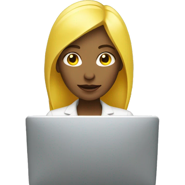 yellow skin yellow hair woman work on computer emoji