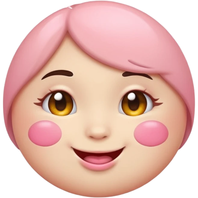 Cute circular emotional emoji with plump light pink lips emoji