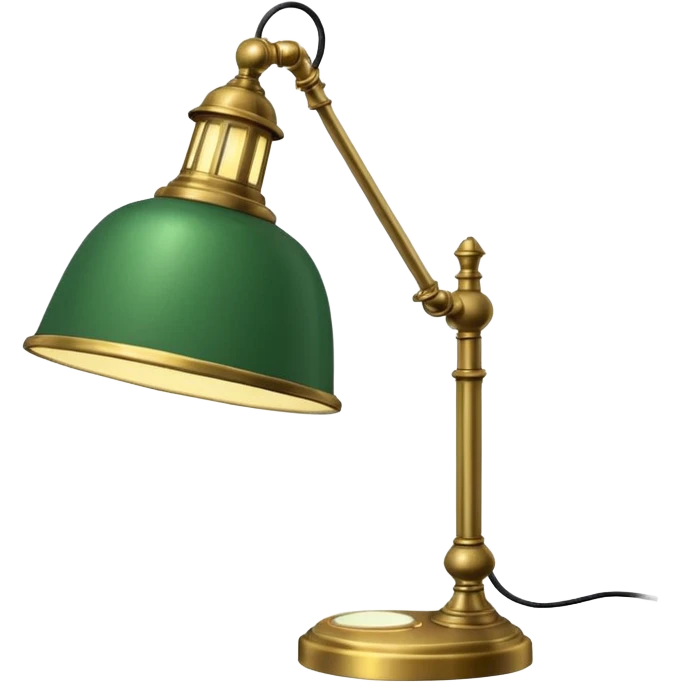 Vintage academia lamp with a green shade shield emoji