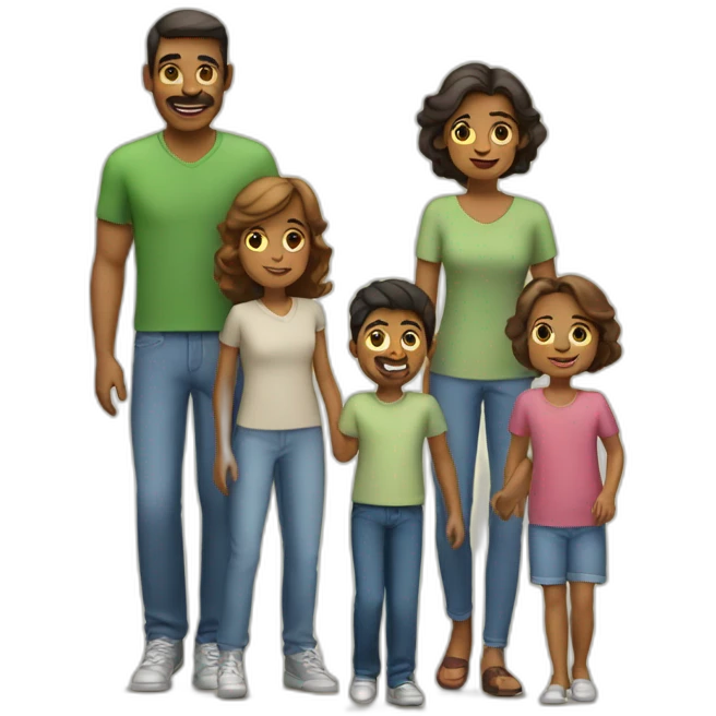 Familia con 3 niños emoji