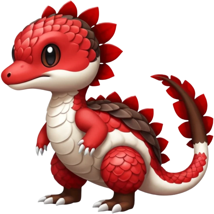 Cute cool scaley white red dark-brown animal hybrid Fakemon full body emoji