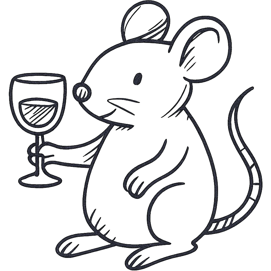 A mouse holding a glass of wine emoji