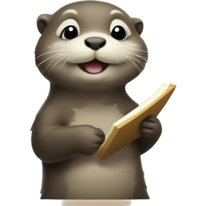 cute otter solving math equation on chalkboard emoji