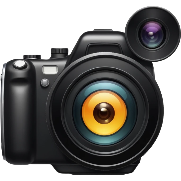 A simple camera lens, apple emoji style, 3/4 view, no face emoji