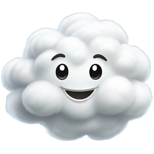 emoji of a fluffy white cloud in a lively dance. cartoon style. cheerful expression. isolated cutout. emoji