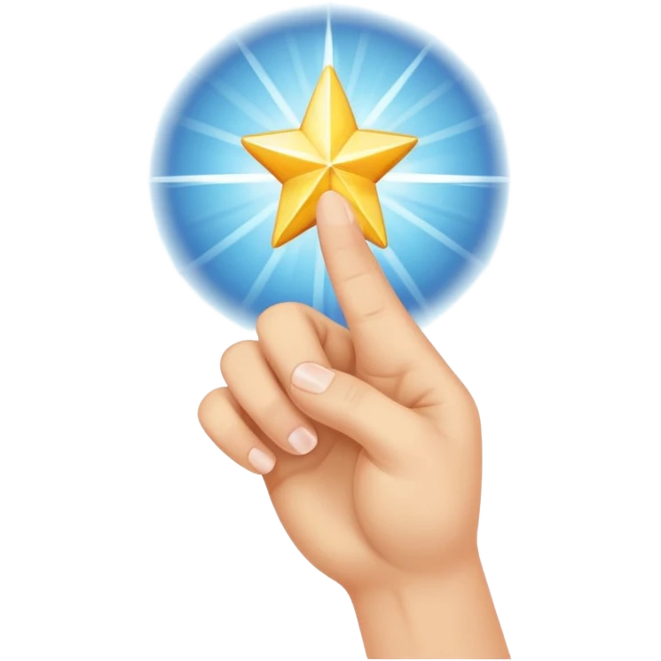 hand with the index finger pointing, sparkling star at the fingertip emoji