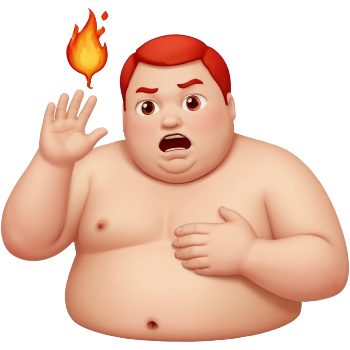 Fat man so full he will throw up emoji
