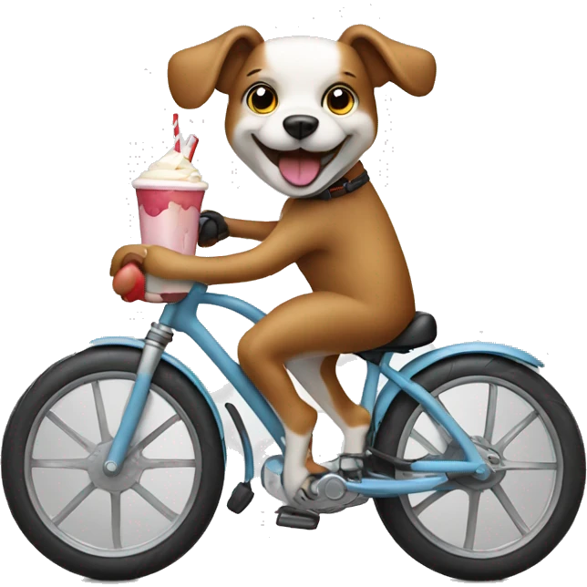 Dog on bike with milkshake  emoji