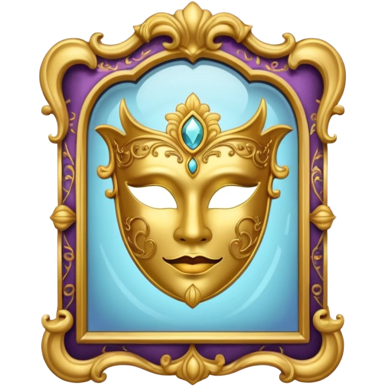 magic mirror on the wall from Shrek with a theater mask inside emoji