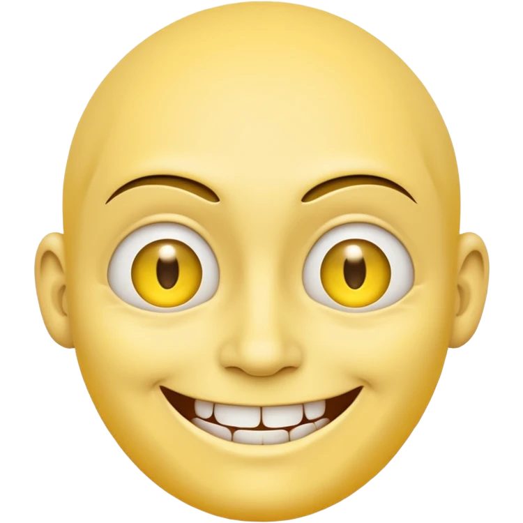 a standard yellow face that is smiling, but uncomfortable at the same time. make it slightly evil and extra points for being unsettling to look at emoji