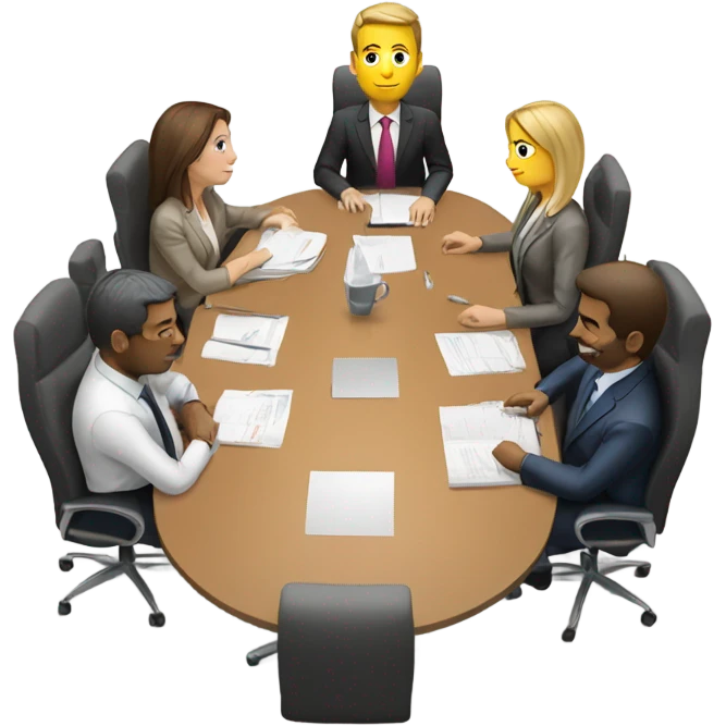 5 people business meeting sitting at a table emoji