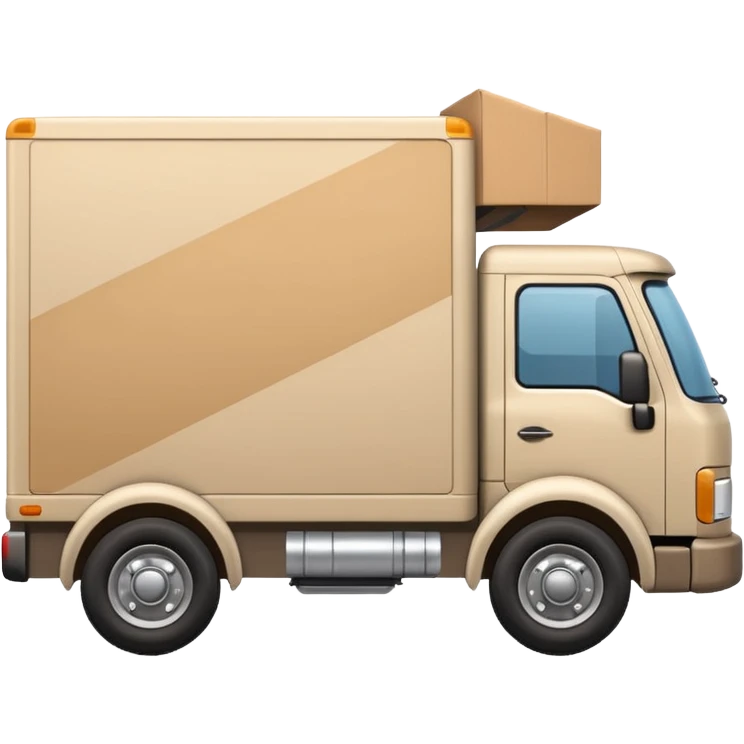 emoji of beige delivery truck, in perspective view emoji