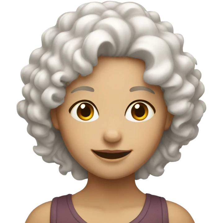 White curly hair relaxing girl emoji