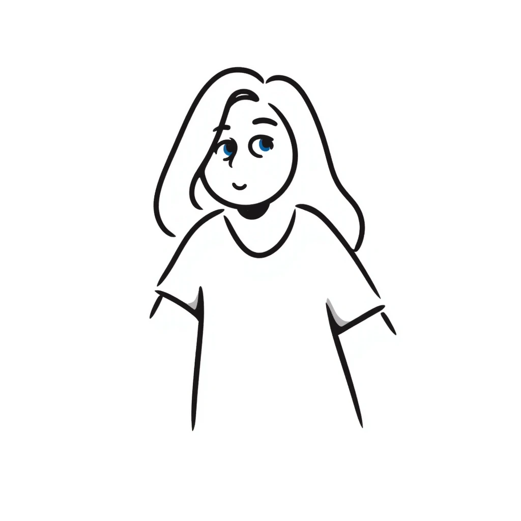 light gentle 20 year old girl in a shirt, light hair, blue eyes emoji