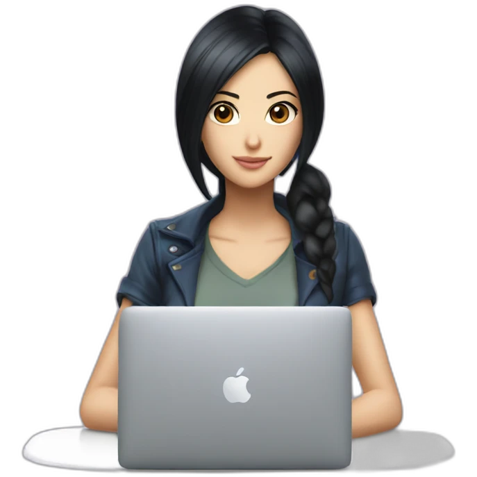 nico robin with a macbook emoji