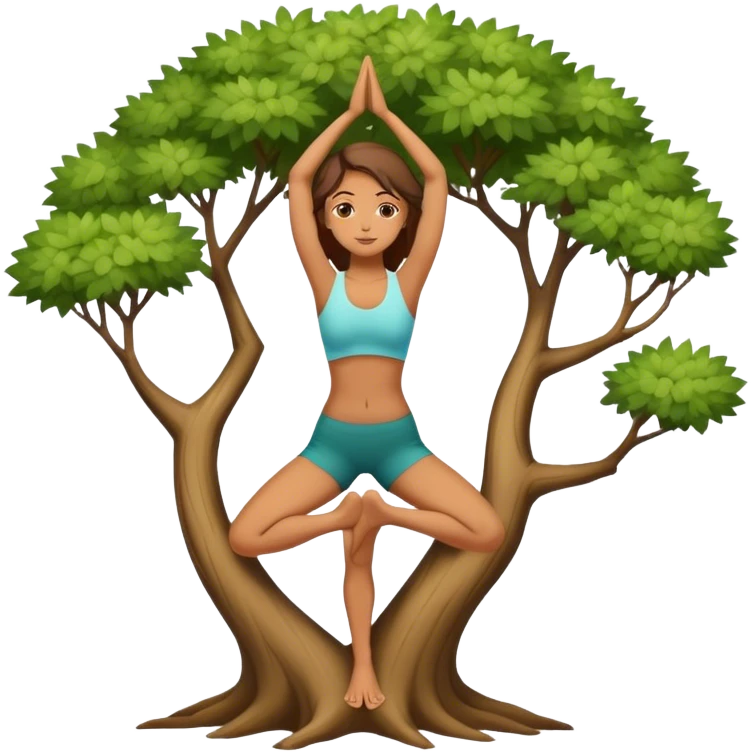 A serene woman in Tree Pose (Vrksasana) emoji