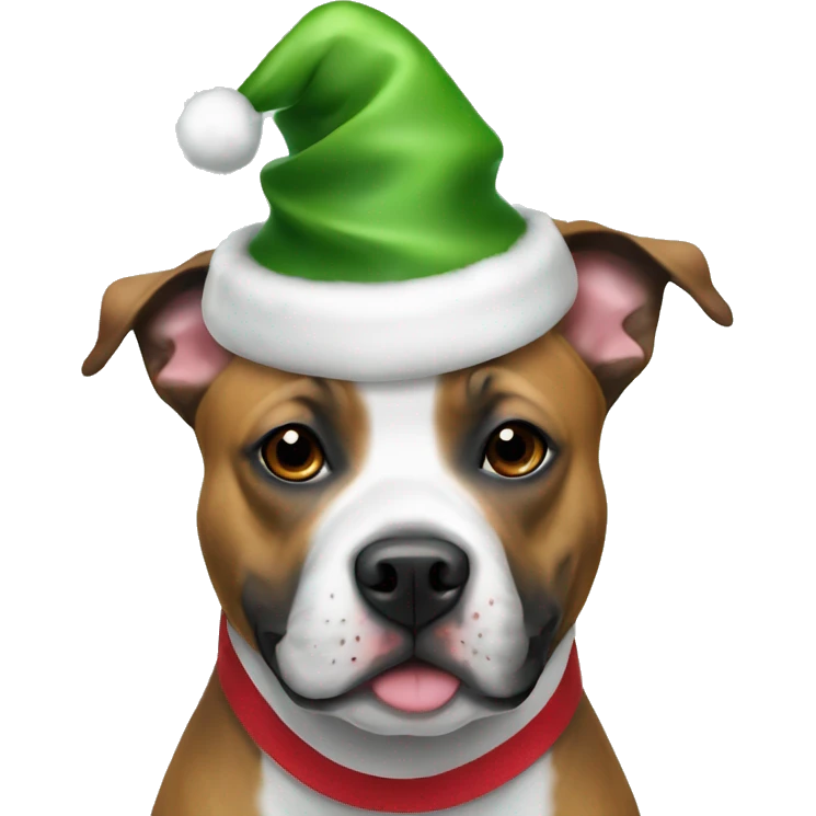 english staffy with christmas hat  emoji
