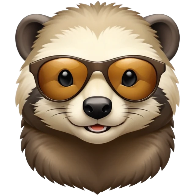 friendly anthropomorphised honey badger head and neck only, wearing sunglasses, different expression emoji