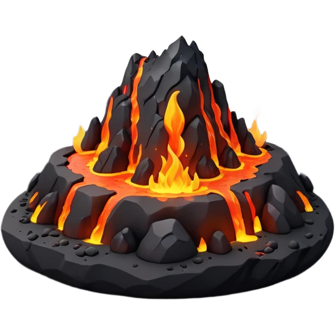 tiny volcanic island with lava glow and smoke, mini realm diorama emoji