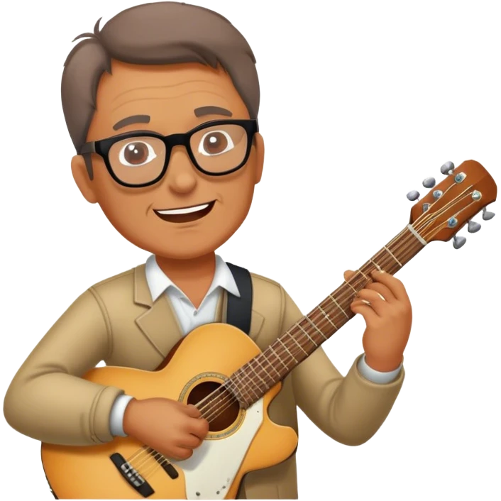 middle-aged man in glasses, musician, instrument, guitar, piano, violin, performance, music, playing, melody, talent, sound, notes, skilled, artist, creativity emoji