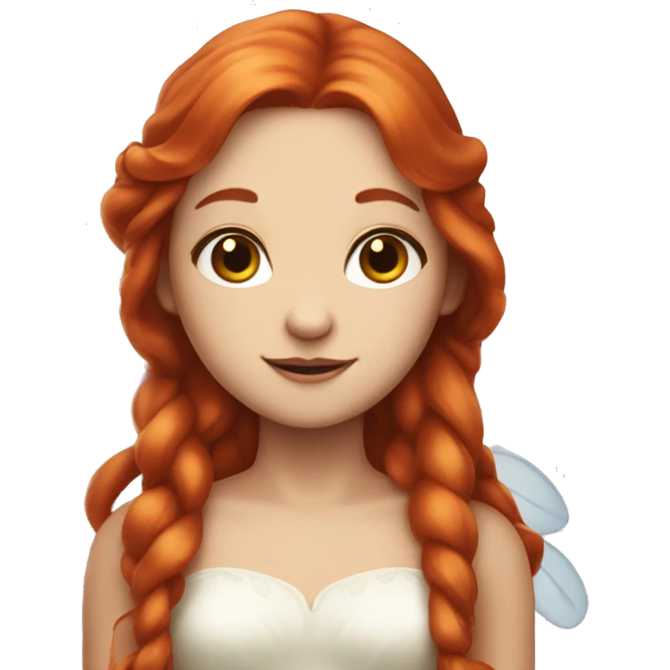 a white skin fairy with wings, long red hair and brown eyes emoji