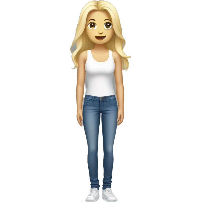 full body white blonde girl with jeans, white tank top emoji