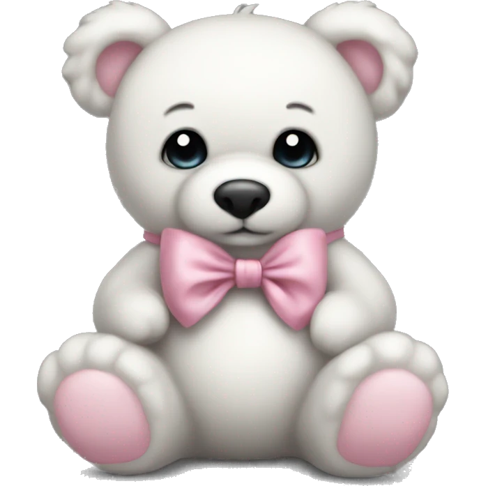 White teddy with pink bow realistic emoji