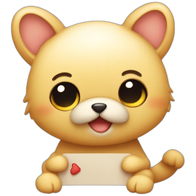 cute animal holding a comment button emoji